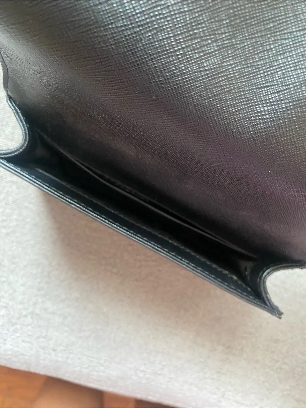 DKNY Black Leather Logo Belt Bag with Gold Hardware